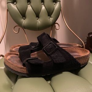 Birkenstock Arizona Black Suede Soft Footbed 36